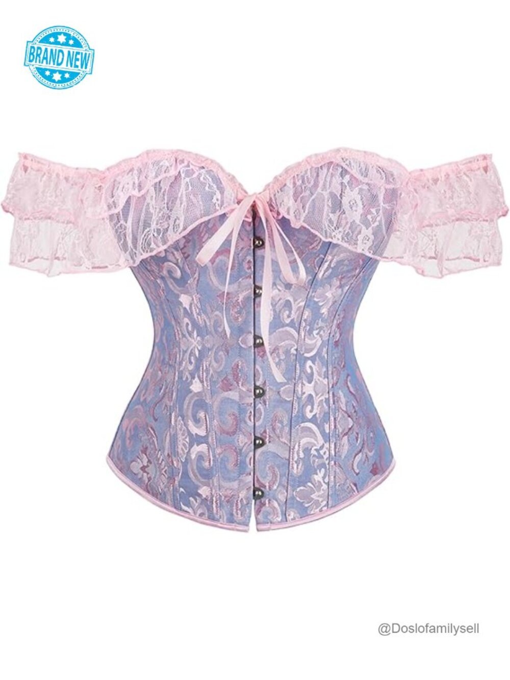 Lace Up Overbust Bustier Corset Top for Women Halloween Costume